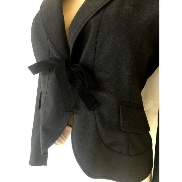 Alain Manoukian Jacket Blazer Gray Tie Notch Lapel - Picture 3 of 5